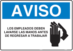 OSHA Aviso Sign - Los Empleados Lavarse Las Manos ...