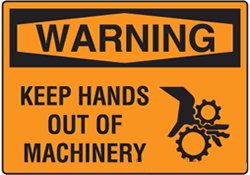 Warning - Keep Hands Out of Machinery with Symbol
