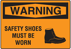 Warning - Safety Shoes Must Be Worn with Symbol