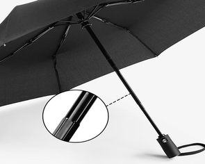 21" Custom Umbrella w Solid-Color Logo: 3-Fold, Fully-Automatic, Windproof