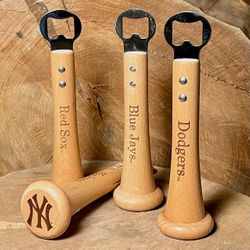 MLB Bat Handle Bottle Openers with Personalization