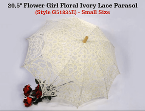 20.5" Ivory Flower Girl Lace Parasol - Small Size