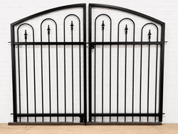 Decorative 4ft x 6.5ft Missoula Center Divide Wrought Iron Double Gate - 1.25" Frame
