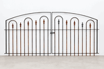 Wrought Iron Woodson Entry Gate With Hoop & Spear 3' x 7' 