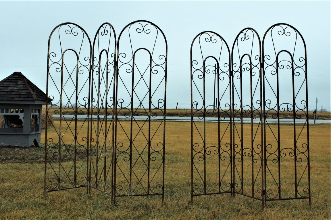 Wrought Iron Tri Panel Screen S Curl Design Indoor or Outdoor Privacy