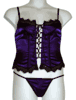 Purple Satin & Black Lace Corset Set Purple Satin & Black Lace Corset Set
