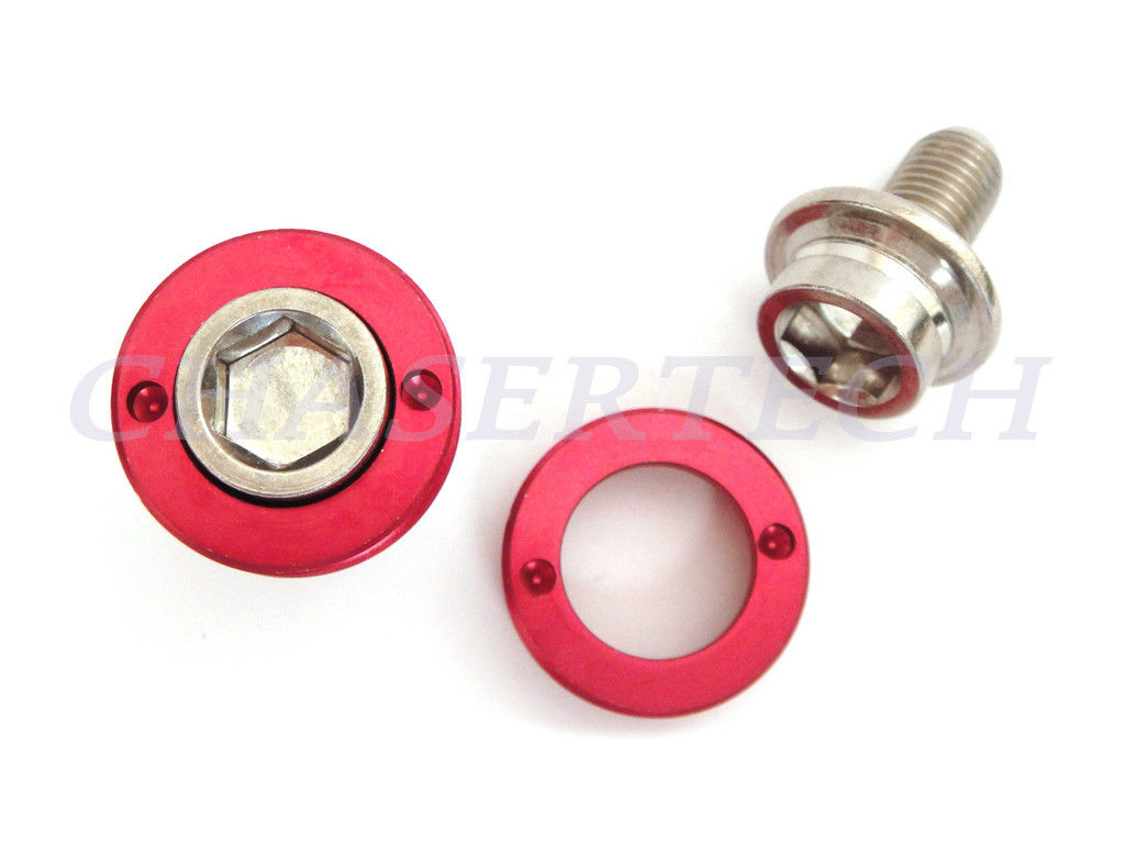茶 bk Bicycle M8 Square Tapered Crank Axle Bolts 8mm 2 Pcs/Set Red