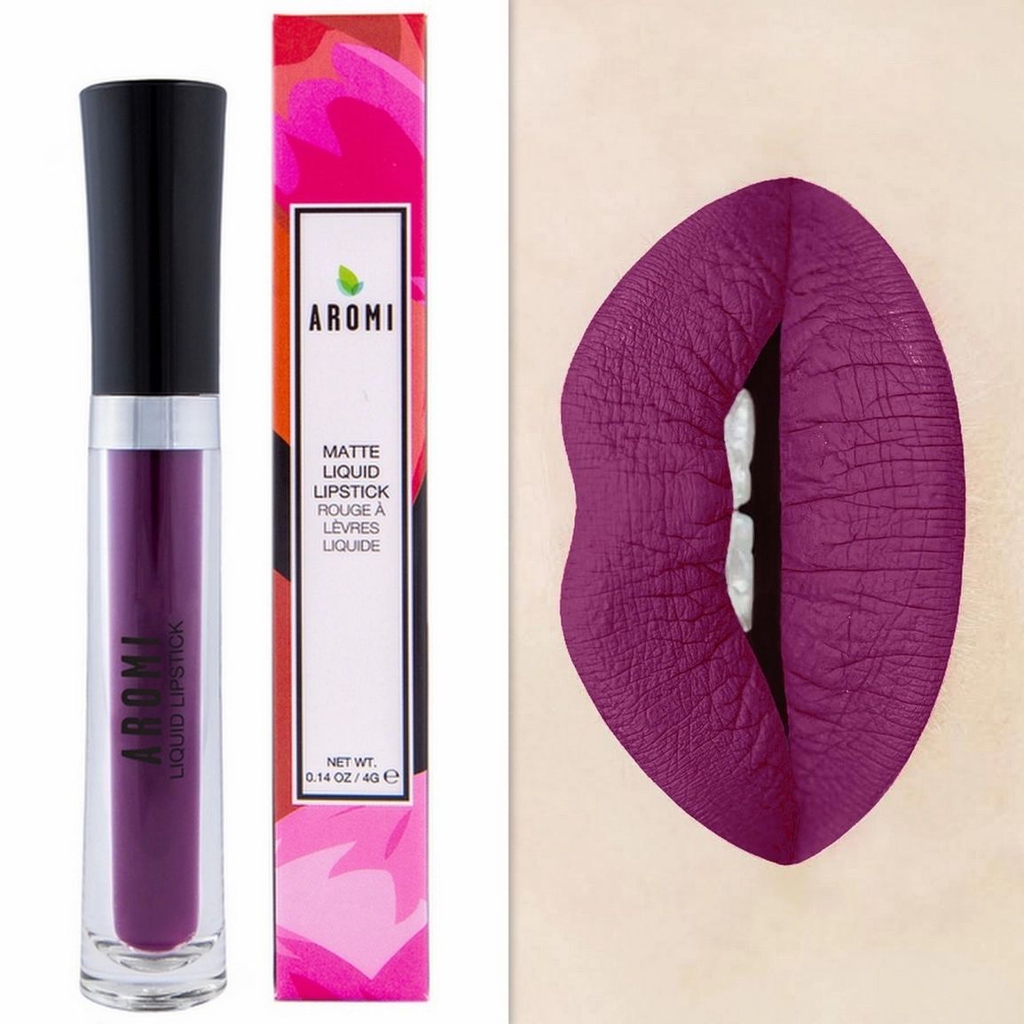 Aromi Beauty Matte Liquid Lipstick, Vamptastic Plum 