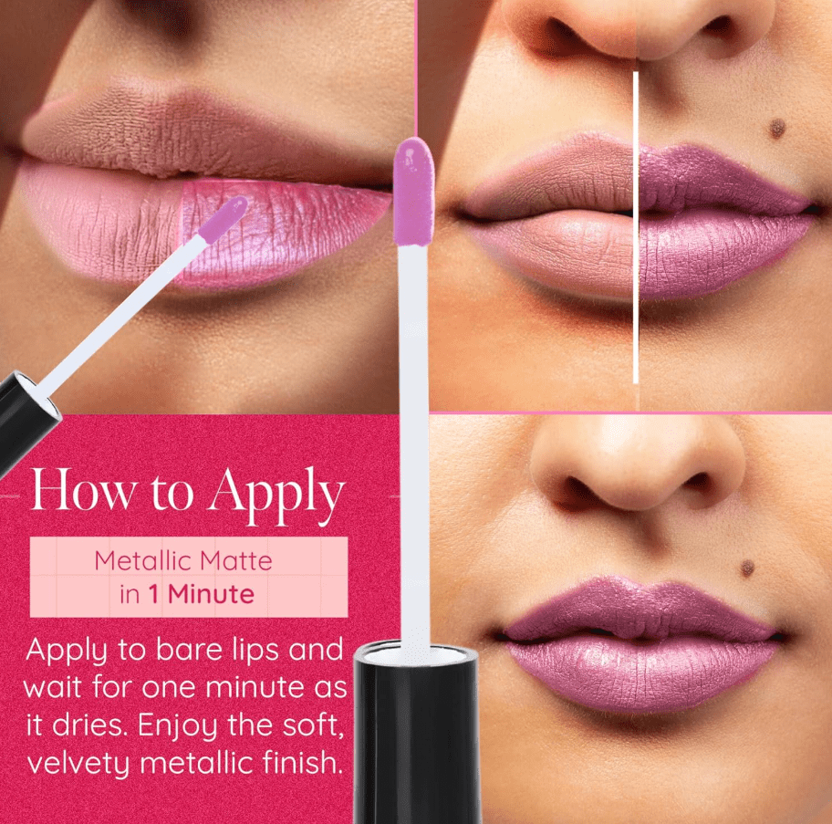 Aromi Beauty - Metallic Liquid Lipstick, Cotton Candy