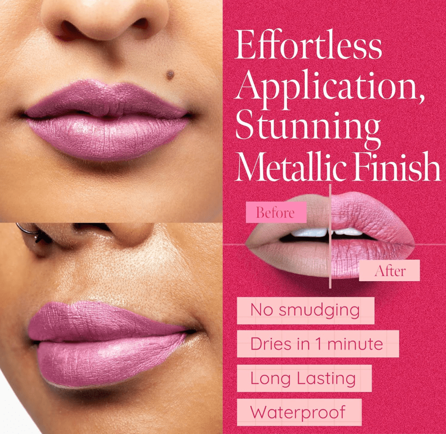 Aromi Beauty - Metallic Liquid Lipstick, Cotton Candy