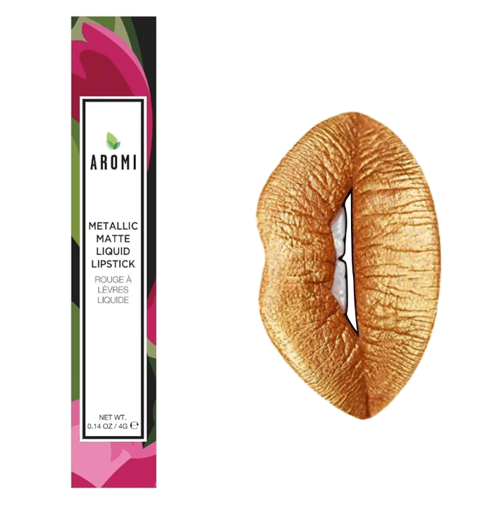 Aromi Beauty - Metallic Liquid Lipstick, Gold Digger