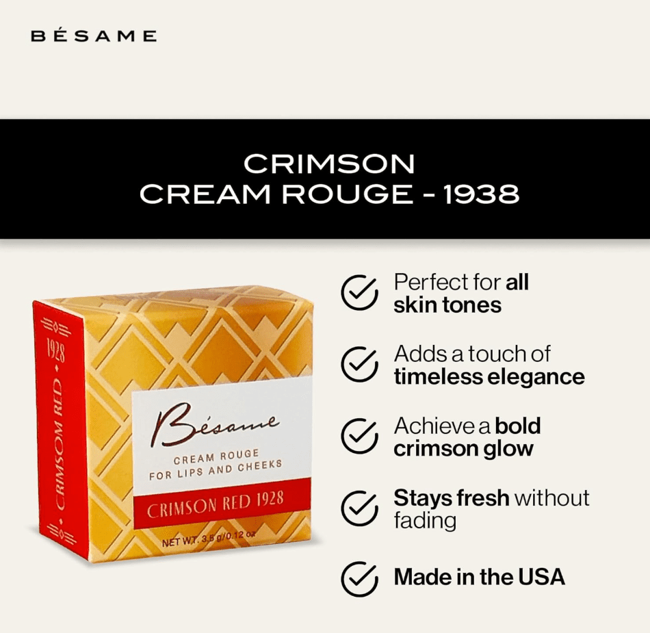 Besame Cosmetics - Crimson Cream Rouge - Rose Pink (1959)
