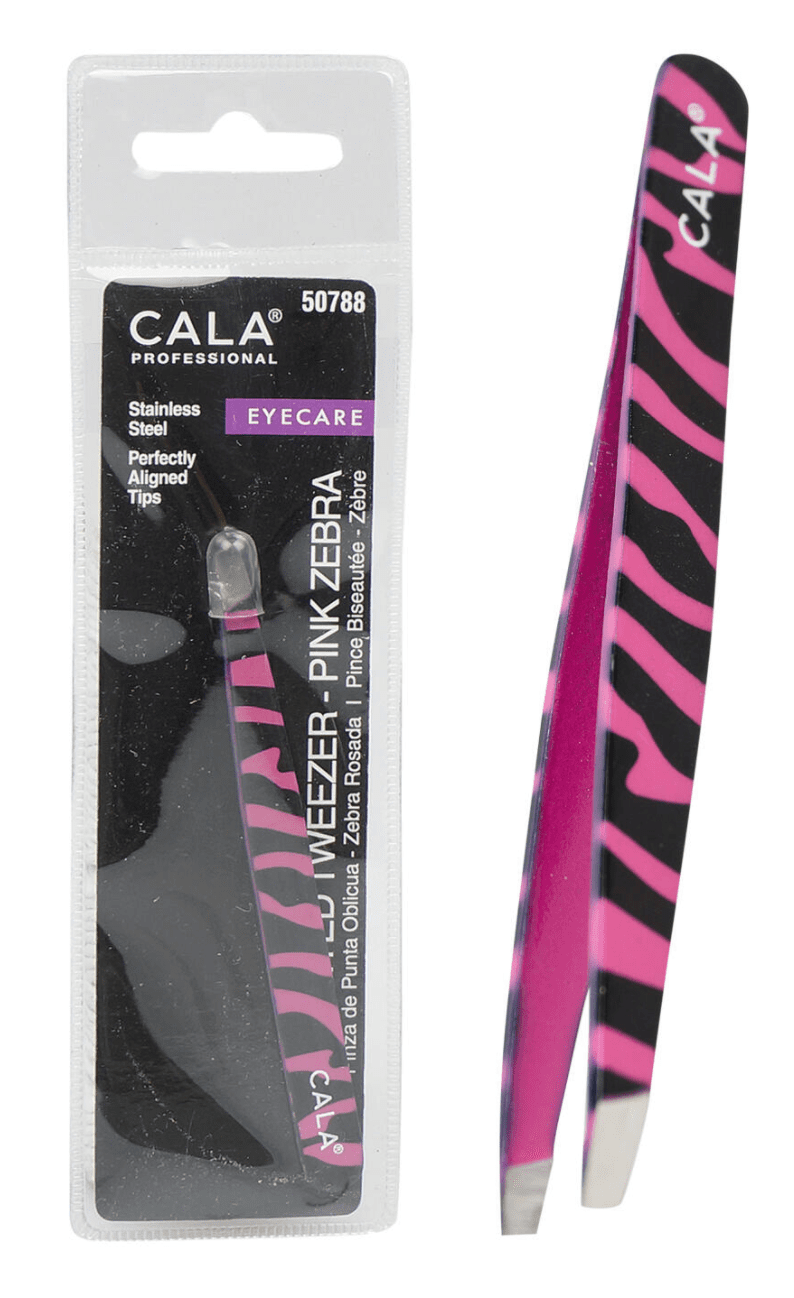 CALA Animal Print Slanted Tweezer - Pink Zebra