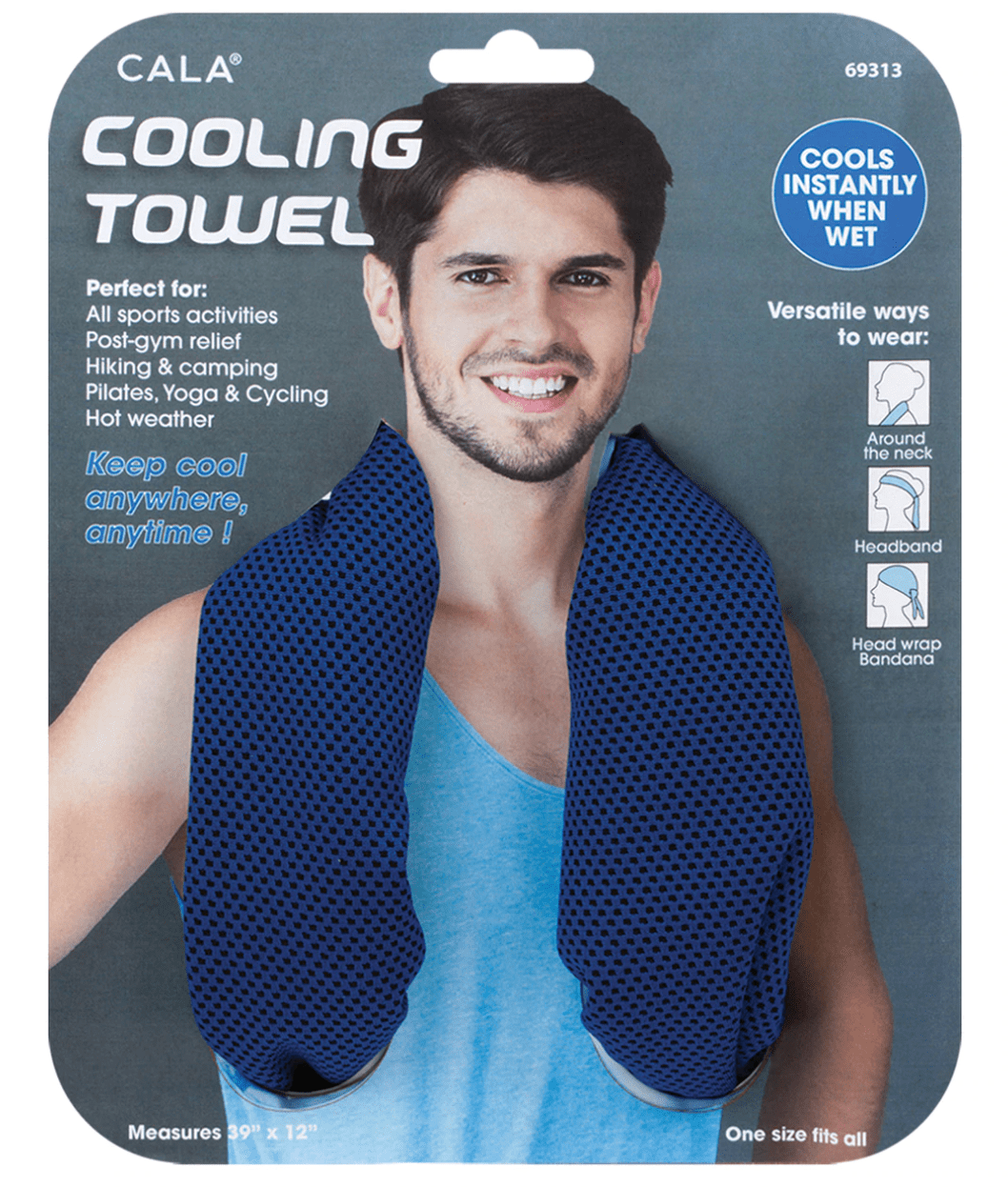 Cala Cobalt blue cooling towel, 1 Count