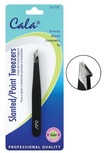CALA PROFESSIONAL Slanted / Point Tip Tweezers, Perfectly Aligned Combination Tip [70-777B]