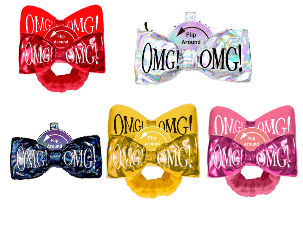 Double Dare (OMG)! Reversible Mega Hairband (Black Plush/Black Holographic)