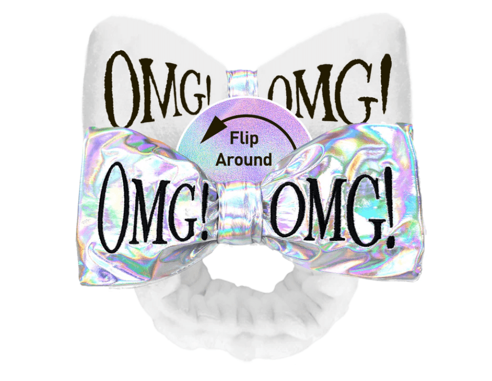 Double Dare (OMG)! Reversible Mega Hairband (White Plush & Rainbow Platinum)