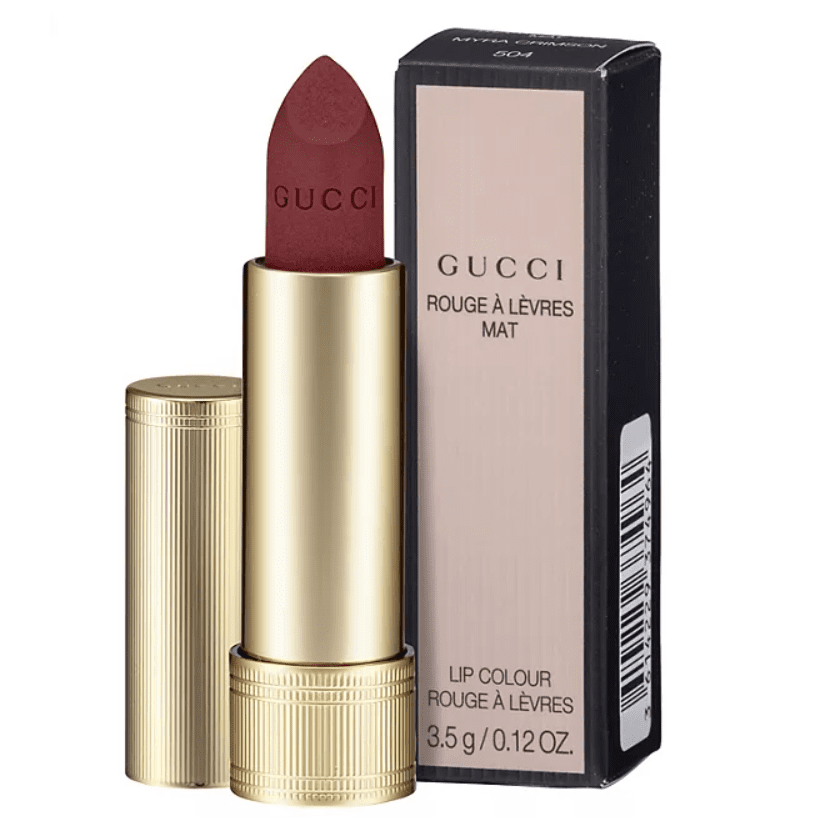  Gucci Rouge a Levres Mat Lipstick, Myra Crimson 504