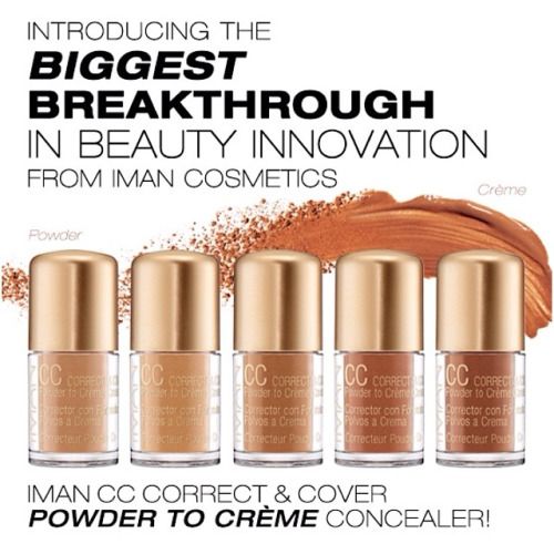 IMAN CC Correct & Cover Powder to Creme Concealer, Sand Medium