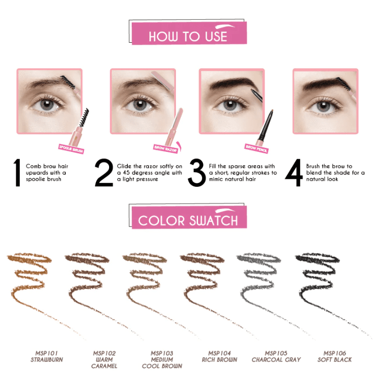 J.Cat Beauty 3 in 1 Mapping & Shaping Brow Pencil, Charcoal Gray (MSP105)