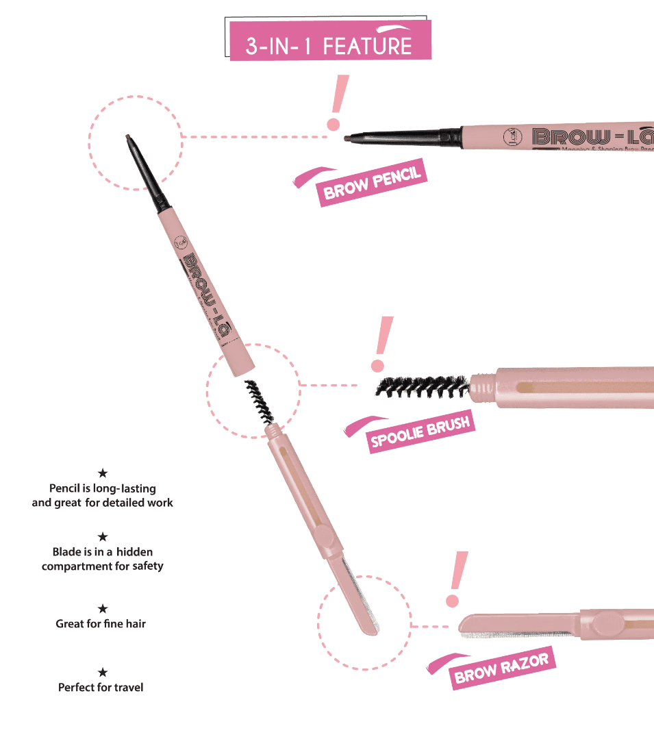 J.Cat Beauty 3 in 1 Mapping & Shaping Brow Pencil, Charcoal Gray (MSP105)