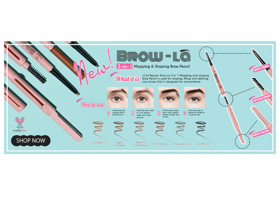J.Cat Beauty 3 in 1 Mapping & Shaping Brow Pencil, Rich Brown (MSP104)