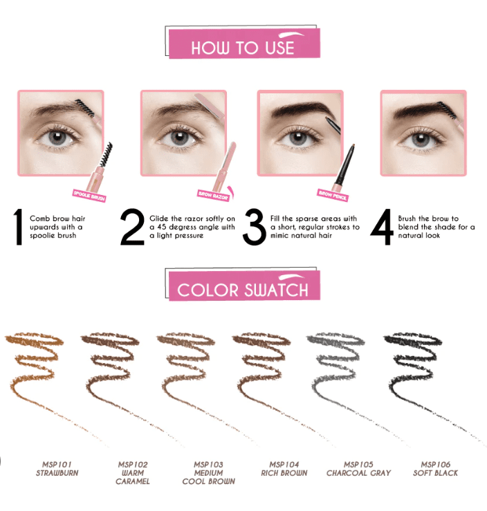 J.Cat Beauty 3 in 1 Mapping & Shaping Brow Pencil, Soft Black (MSP106) 