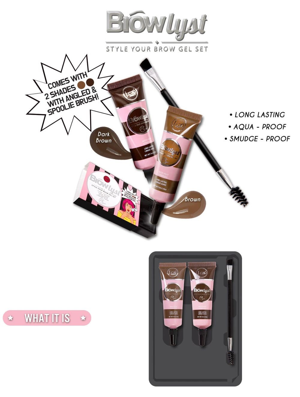 J.Cat Beauty Browlyst Brow Gel Set Brown (BLS101)