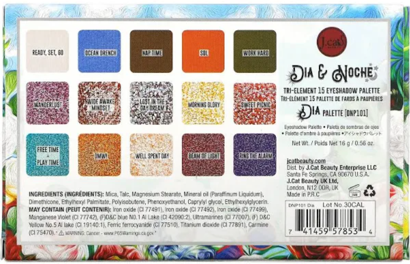J.Cat Beauty Dia & Noche Tri-Element 15 Eyeshadow Palette, Dia (DNP101)
