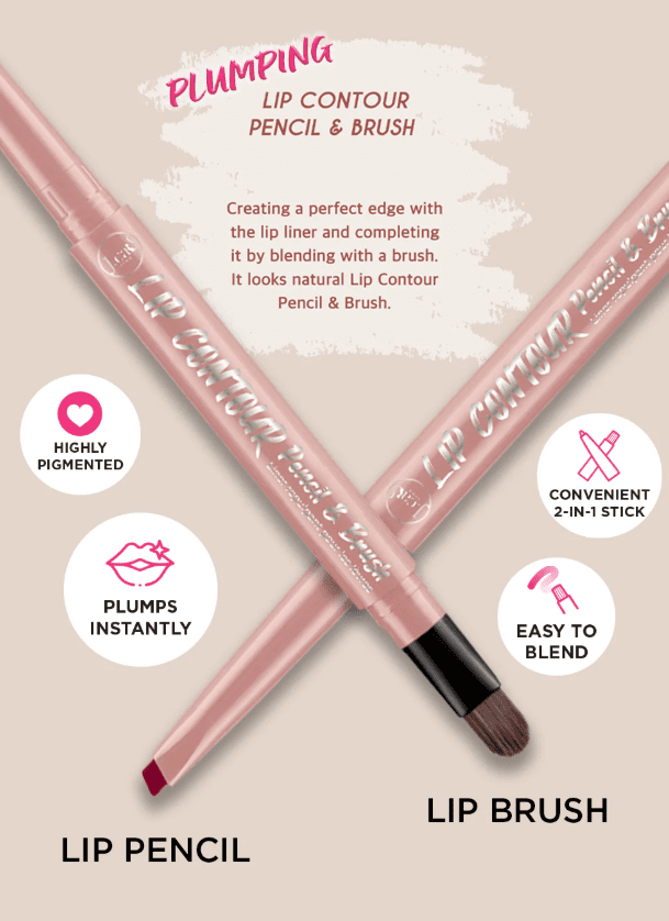 J.Cat Beauty Lip Contour Pencil & Brush - Sugar Honey (LCP201)