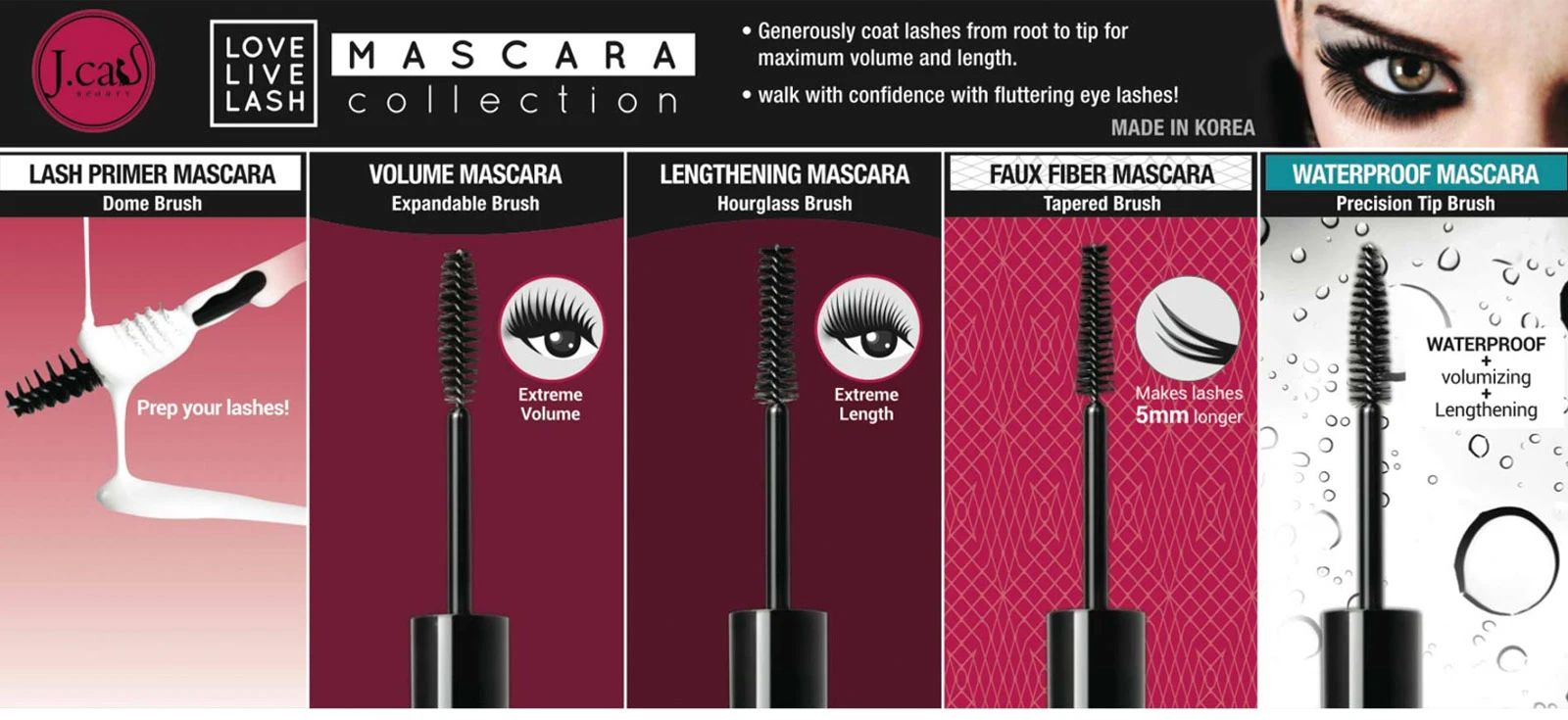 J.Cat Beauty Love Live Lash Waterproof Mascara (LLL105)