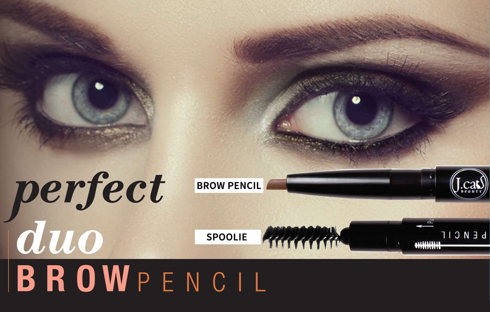 J.Cat Beauty Perfect Brow Duo Pencil, Charcoal (BDP102)