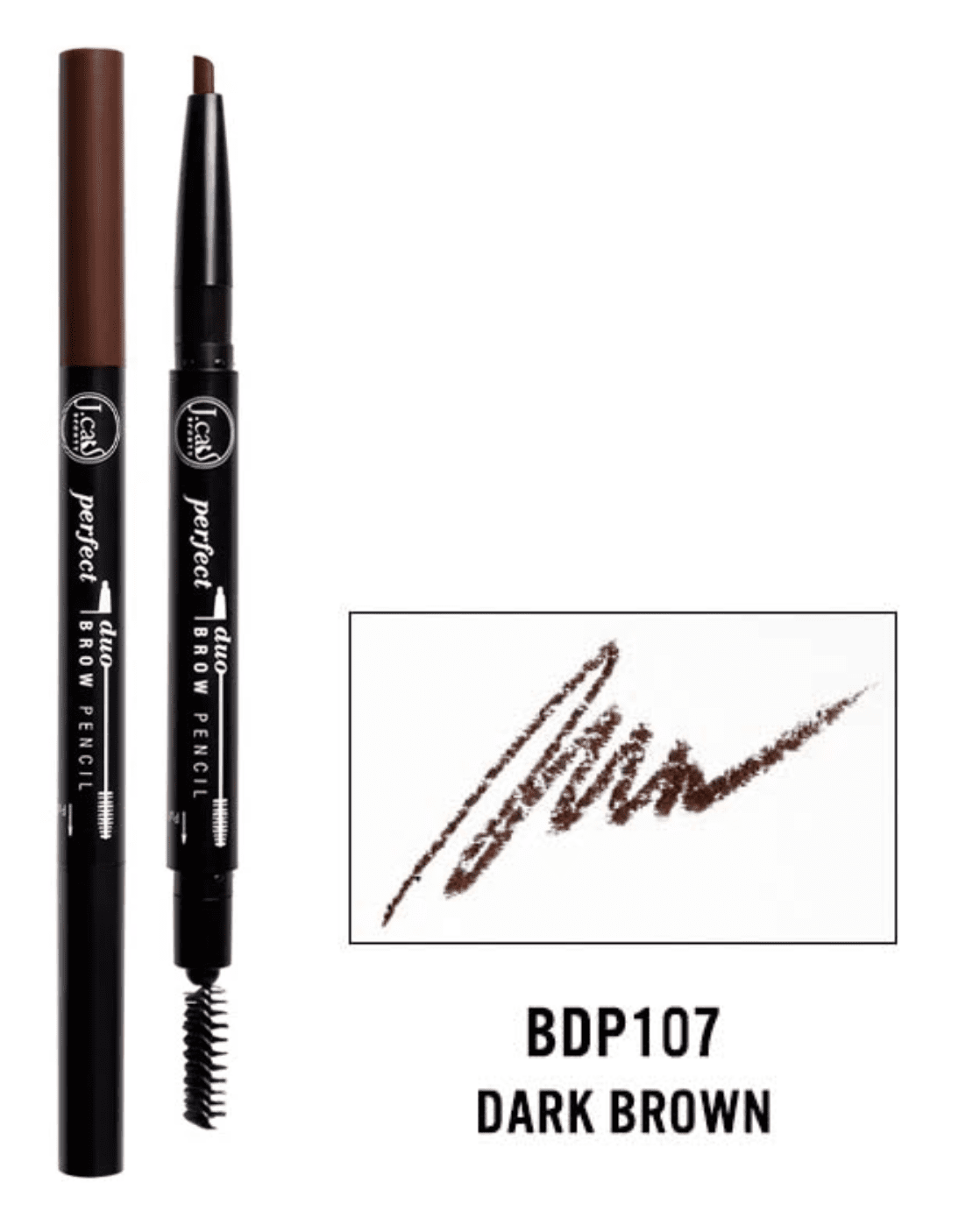 J.Cat Beauty Perfect Brow Duo Pencil, Dark Brown (BDP107)
