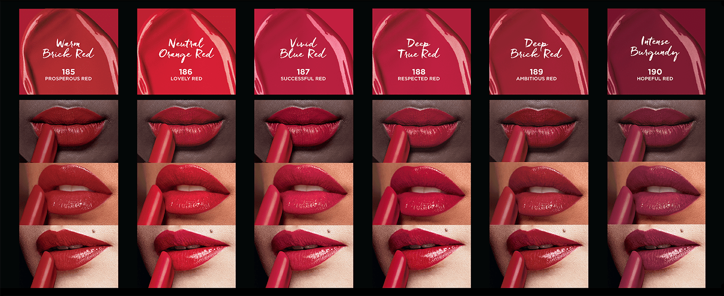 L'Oreal Paris Reds Of Worth Satin Lipstick With Saturated Color, Prosperous Red 185