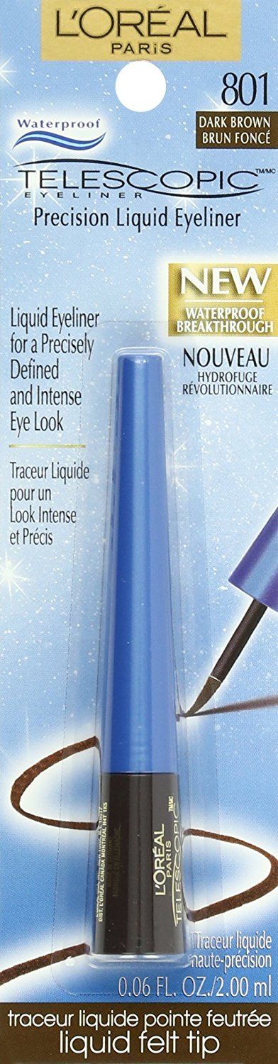L'OREAL Telescopic Waterproof Liquid Precision Eyeliner, 801 Dark Brown