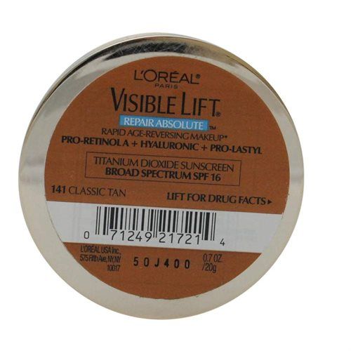 L'OREAL Paris Visible Lift Repair Absolute Makeup, Rapid Age-Reversing, Classic Tan 141, 0.7 oz (20 g)