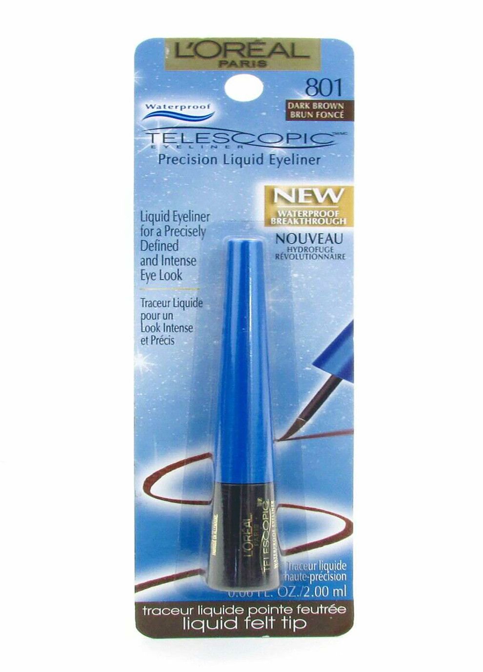 L'Oreal Telescopic Waterproof Liquid Precision Eyeliner, 801 Dark Brown