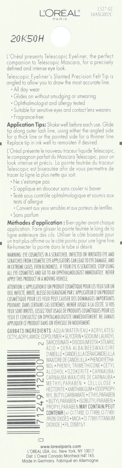 L'OREAL Telescopic Waterproof Liquid Precision Eyeliner, Dark Brown 830