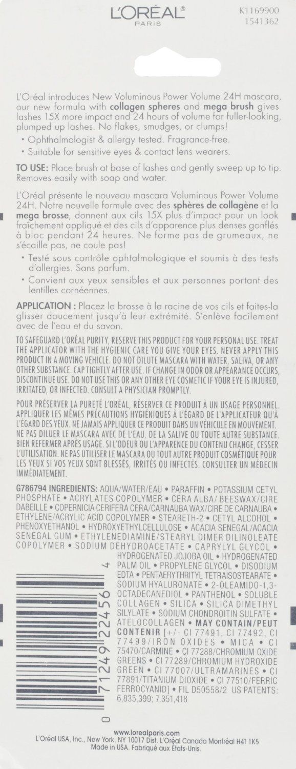 L'Oreal Voluminous Power Volume 24H Mascara, 686 Black Brown