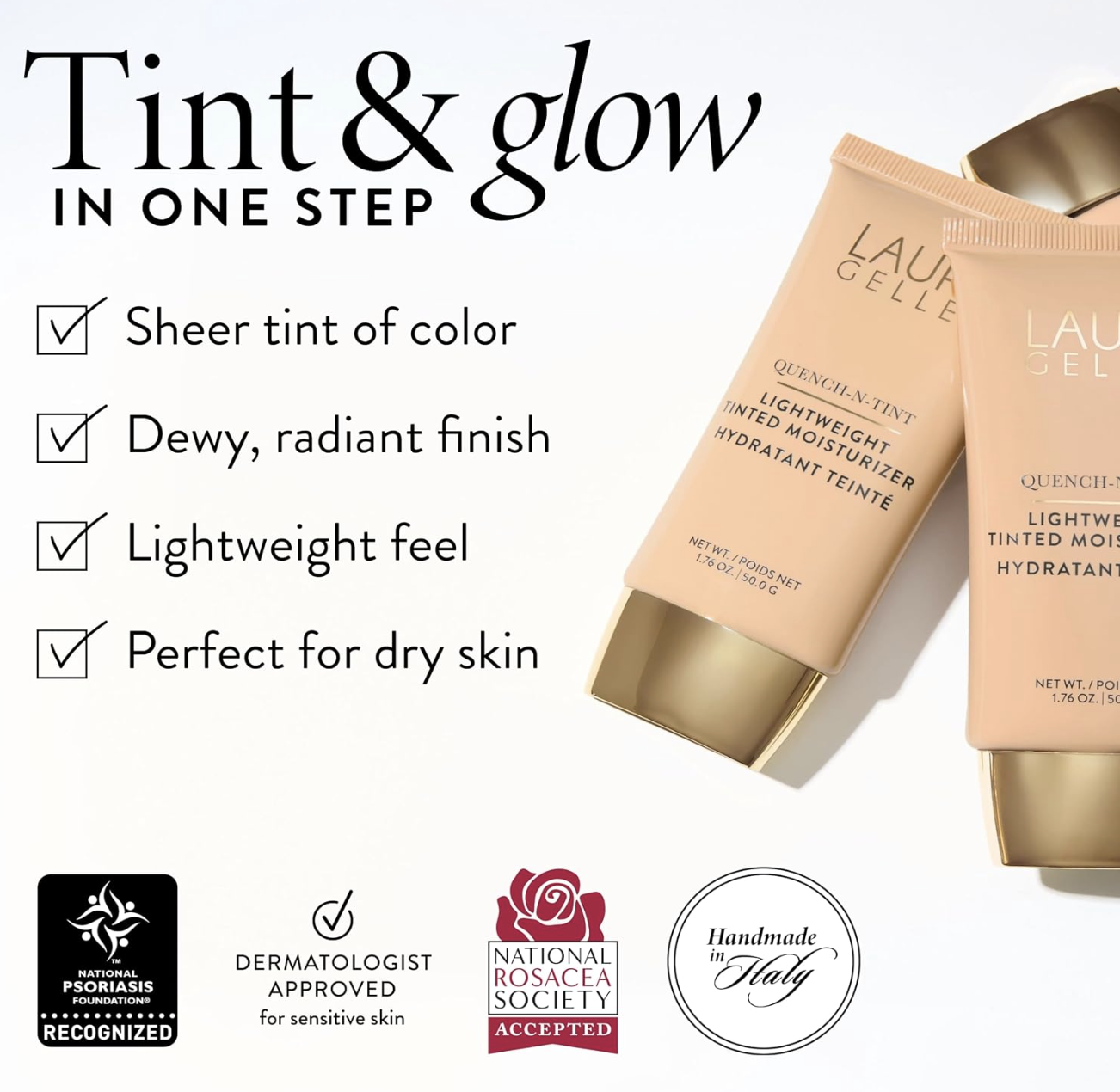 LAURA GELLER Quench-n-Tint Tinted Moisturizer, Hydrating - Light/Medium (02)