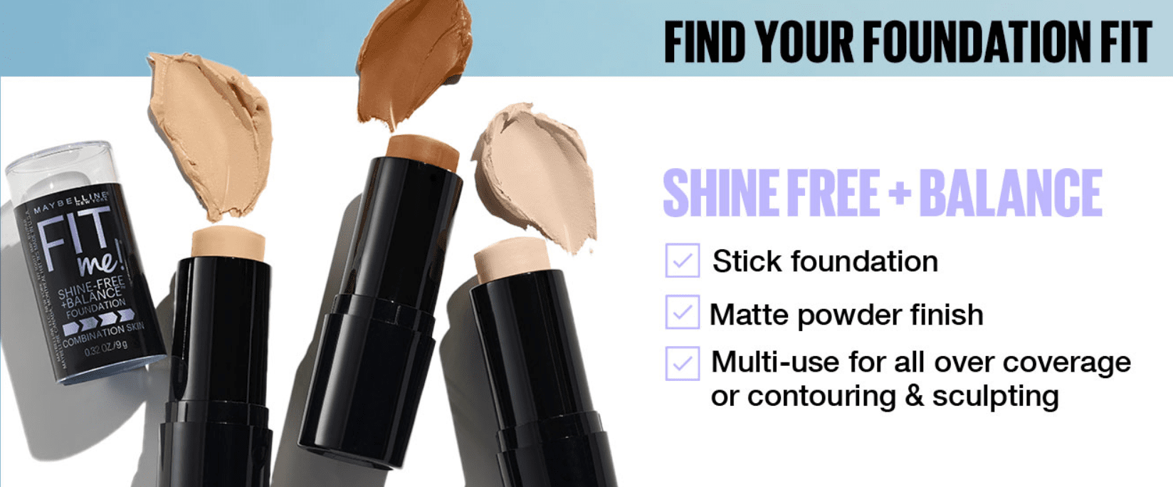 Maybelline New York Fit Me Shine Free Stick Foundation, Classic Ivory [120]