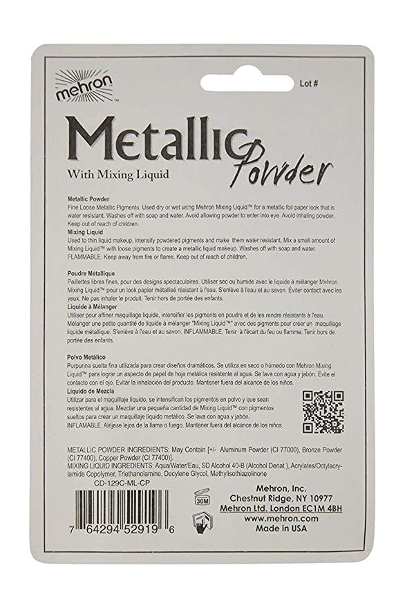 Mehron Makeup Metallic Powder with Mixing Liquid (Copper)