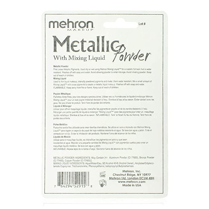 Mehron Makeup Metallic Powder with Mixing Liquid (Lavender)