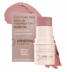 Mineral Fusion 3-In-1 Color Stick - Rosette- pale pink w/ shimmer