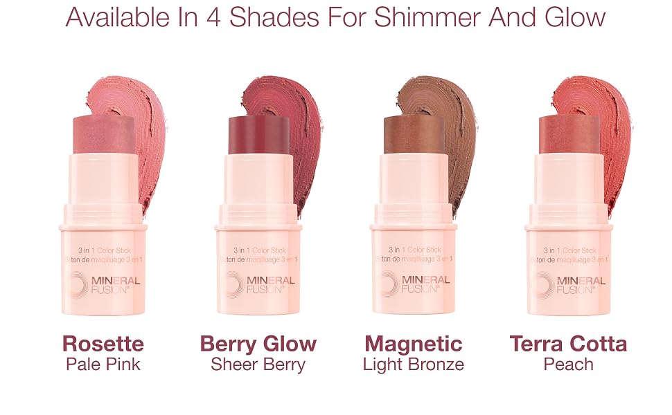 Mineral Fusion 3-In-1 Color Stick - Rosette- pale pink w/ shimmer