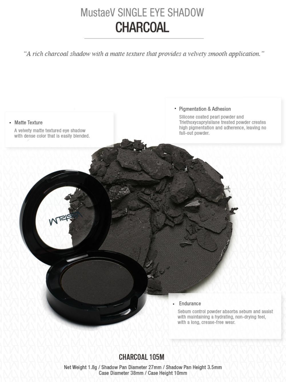 MustaeV - Single Eye Shadow - Charcoal (105M) 