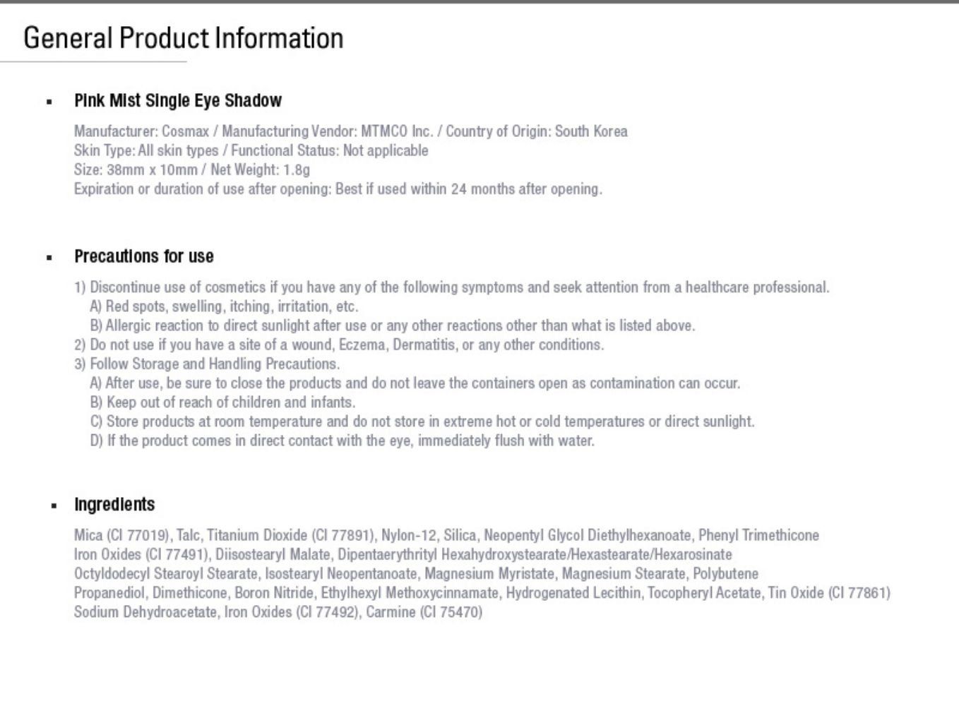 MustaeV - Single Eye Shadow - Pink Mist