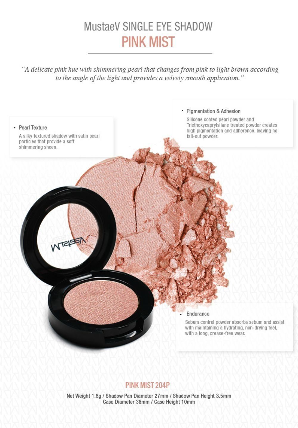 MustaeV - Single Eye Shadow - Pink Mist