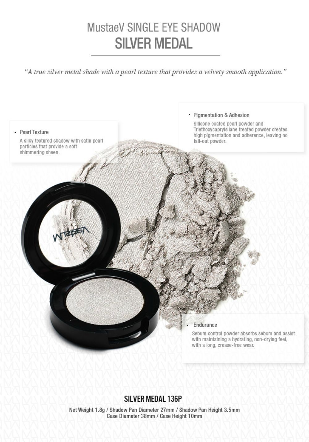 MustaeV - Single Eye Shadow - Silver Medal 