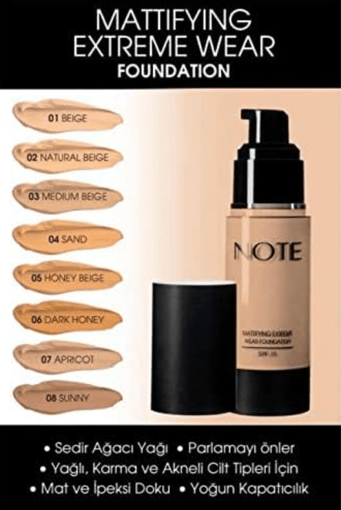 NOTE COSMETICS Mattifying Extreme Wear Foundation SPF 15 - Beige (01)